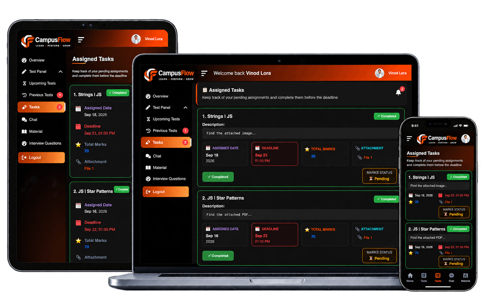 Campus Flow task page developed by THE TISA
