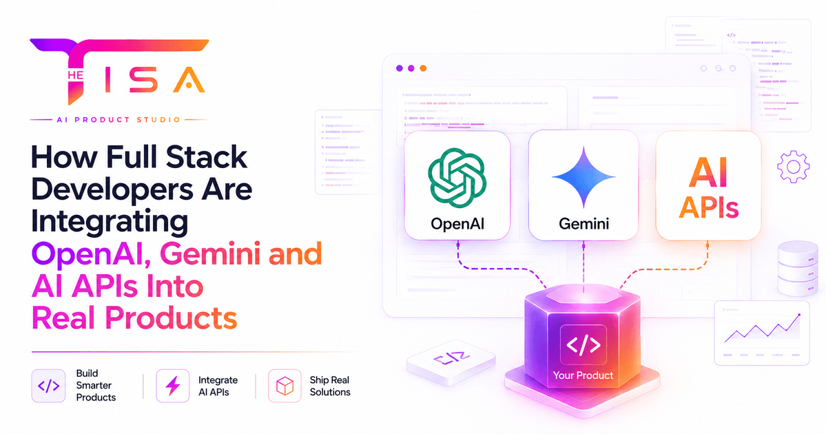 Full stack developers integrating OpenAI, Gemini, and AI APIs into real-world software products with TISA AI Product Studio